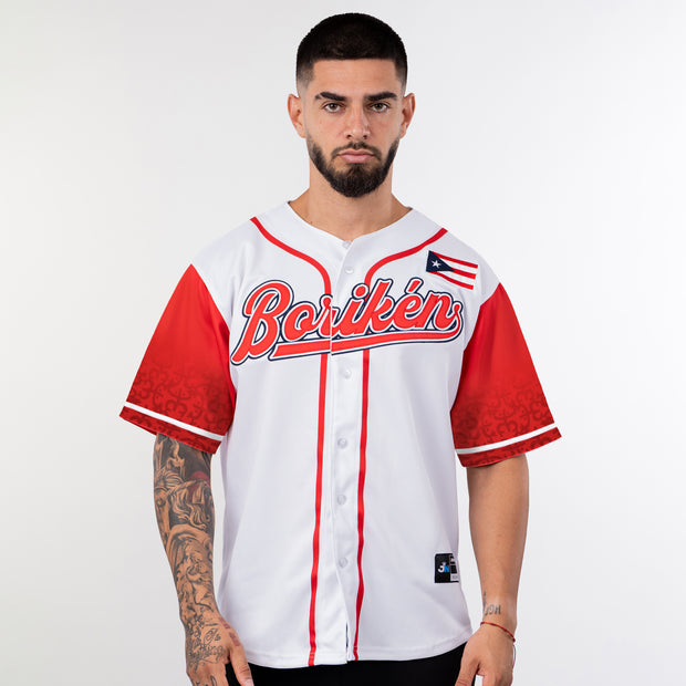 Puerto Rico Heritage Custom Navy Blue Baseball Jersey Model Front