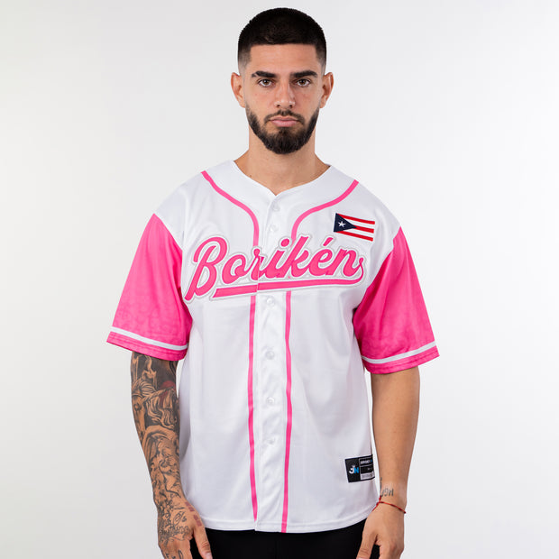Puerto Rico Heritage Custom Pink Baseball Jersey Model Front