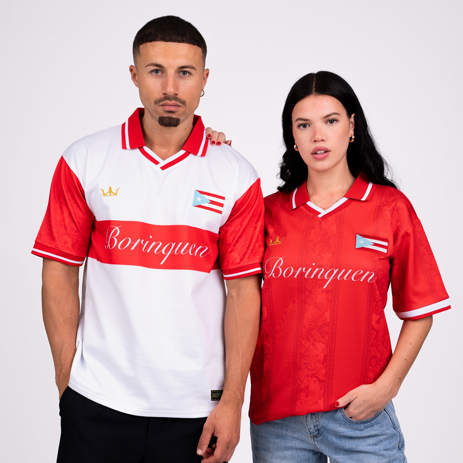 Puerto Rico Heritage Retro Custom Football White Jersey Couple Matching Model Soccer World