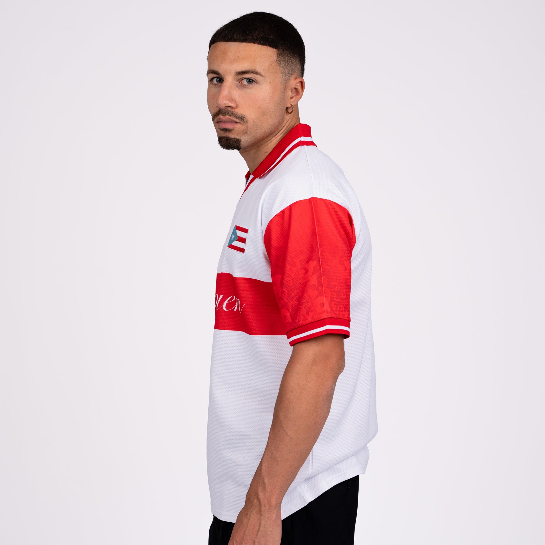 Puerto Rico Heritage Retro Custom Football White Jersey Sleeves Model Soccer World