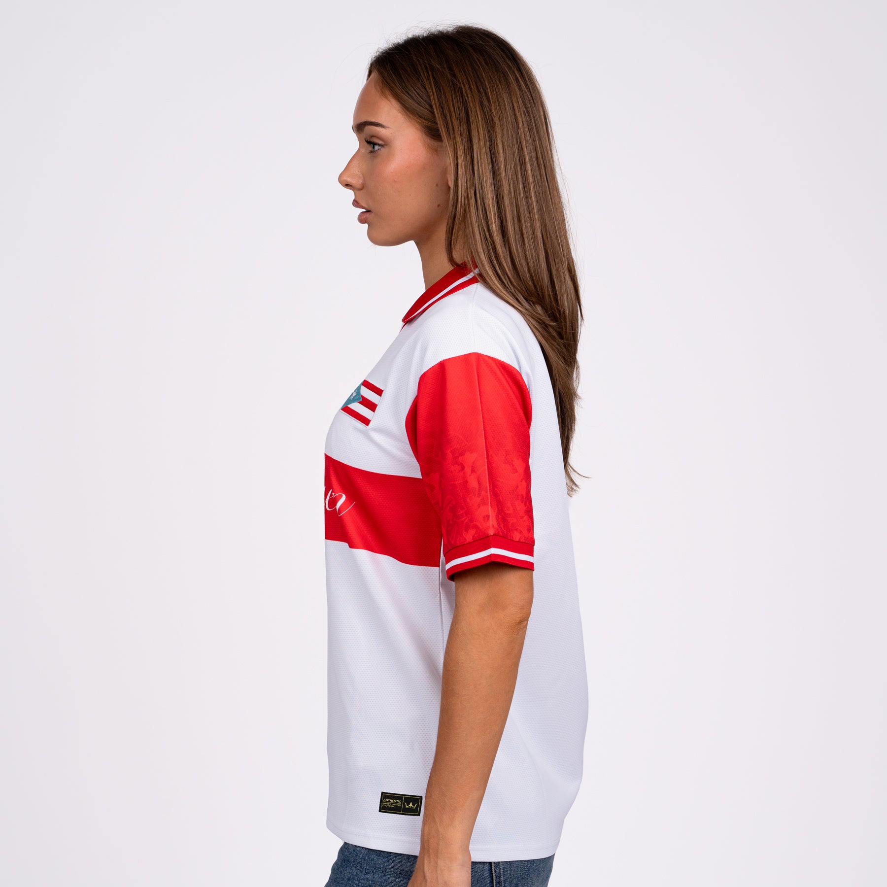 Puerto Rico Heritage Retro Custom Football White Jersey Womens Sleeves Model Soccer World