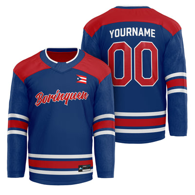 Puerto Rico Navy Blue Heritage Custom Hockey Jersey