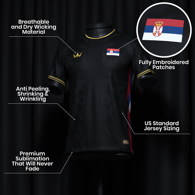 Serbia Limited Edition Heritage Custom Football Jersey Closeup Details