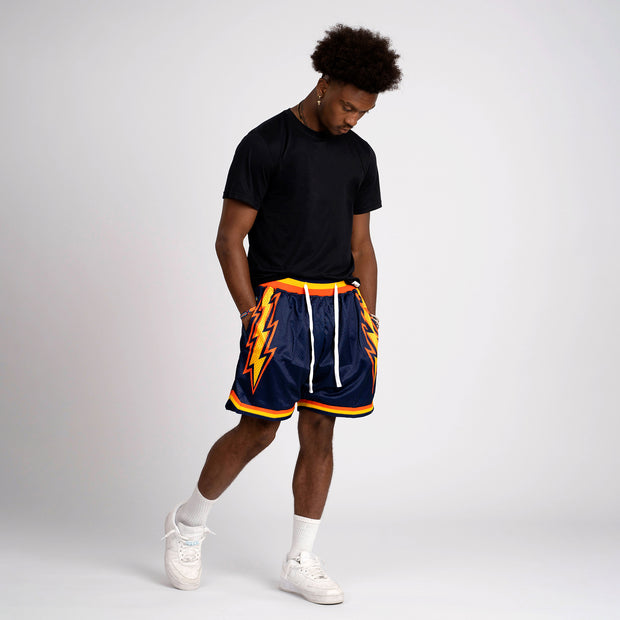 Splash Bolts Navy Blue Basketball Mesh Shorts