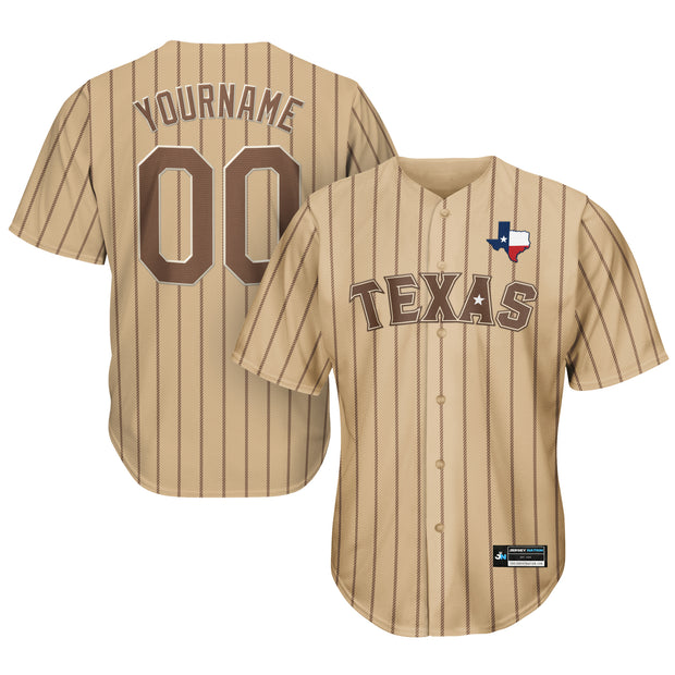 Texas Heritage Lone Star Custom Baseball Jersey Beige