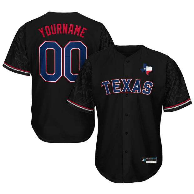 Texas Heritage Lone Star Custom Baseball Jersey Black