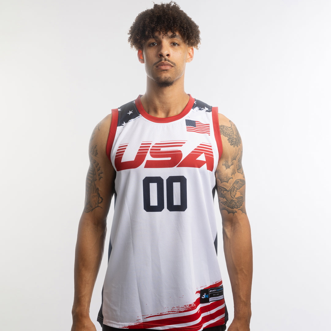 USA Heritage Custom Basketball Jersey 2XL / White