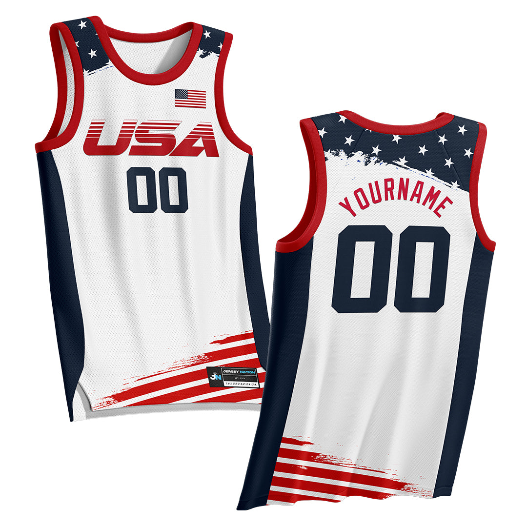 USA Heritage Custom Basketball Jersey, 5XL / White