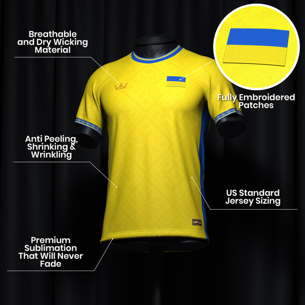 Ukraine Heritage Custom Football Jersey Closeup Details