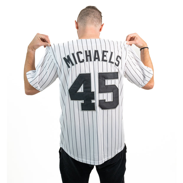 White-Black Pinstripe Custom Baseball Jersey