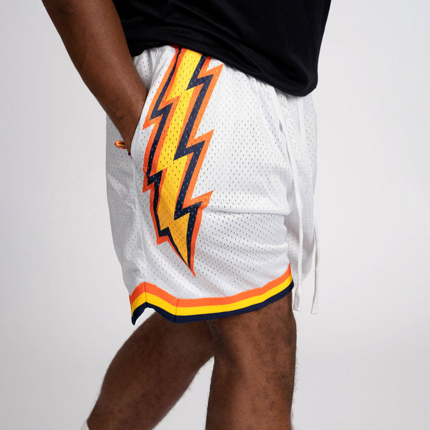 Splash Bolts White Basketball Mesh Shorts