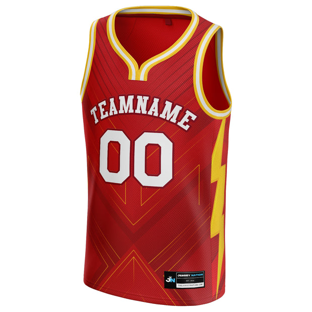 Red White-Yellow Custom Basketball Jersey