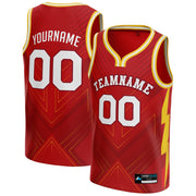 Red White-Yellow Custom Basketball Jersey