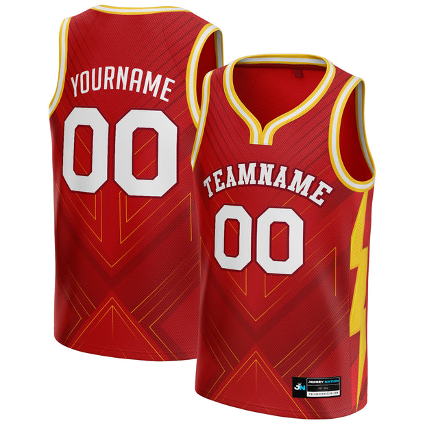 Red White-Yellow Custom Basketball Jersey