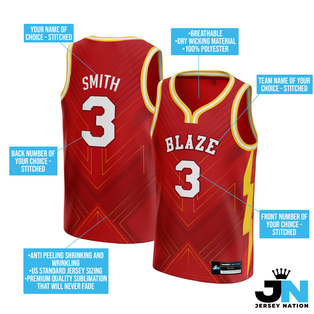 Red White-Yellow Custom Basketball Jersey