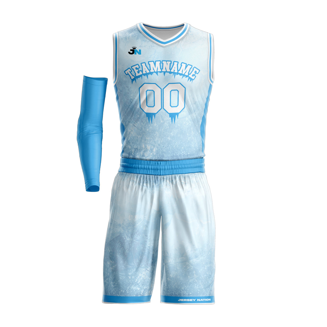 Icy Blue Custom Basketball Team Uniform Set
