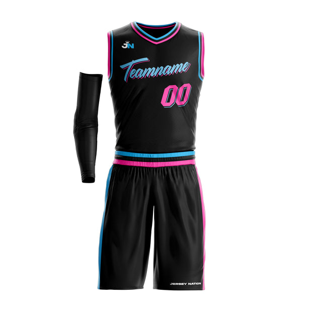 Vice City Black Custom Basketball Bulk Team Jersey and Shorts Set