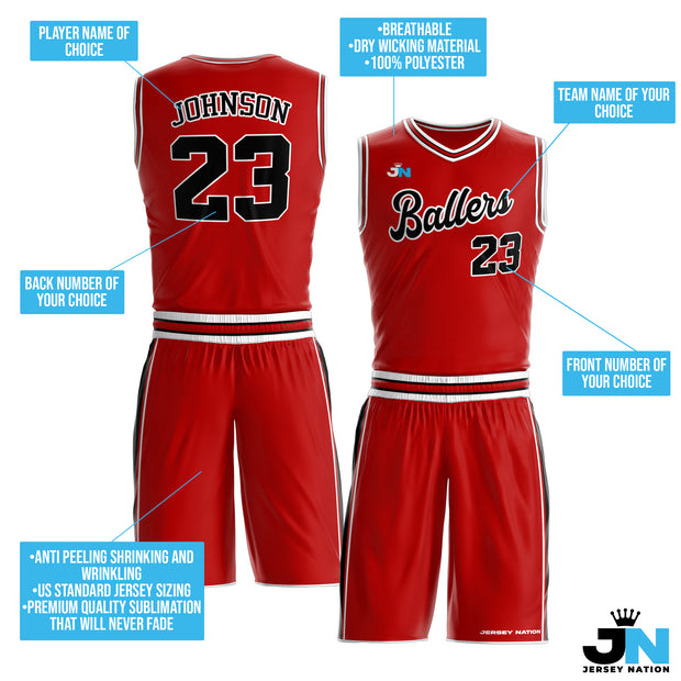 Red-Black Custom Basketball Team Uniform Set