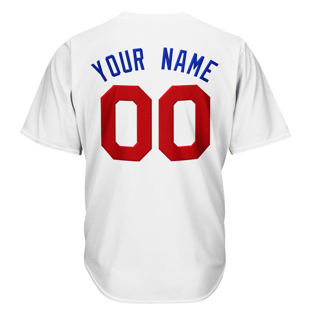White Red-Blue Custom Baseball Jersey