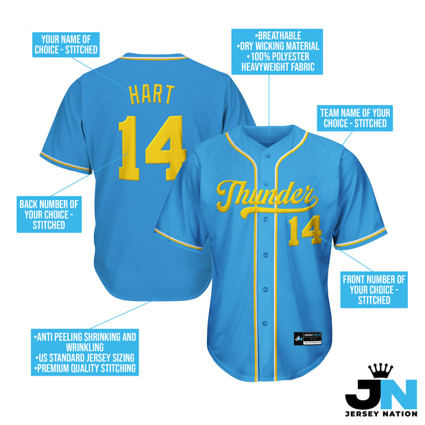 Blue-Yellow Custom Baseball Jersey