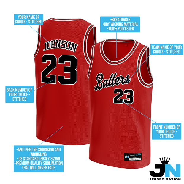 Red Black-White Custom Basketball Jersey