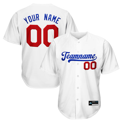 White Red-Blue Custom Baseball Jersey
