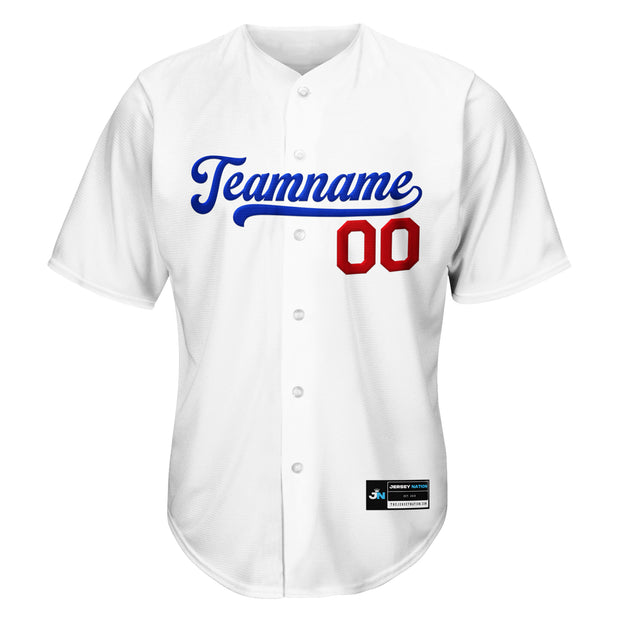 White Red-Blue Custom Baseball Jersey