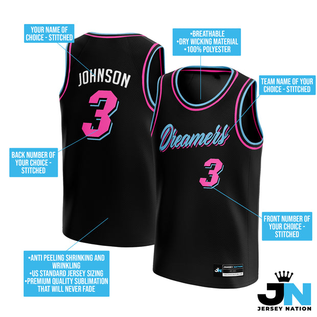 Black Vice City Custom Basketball Jersey