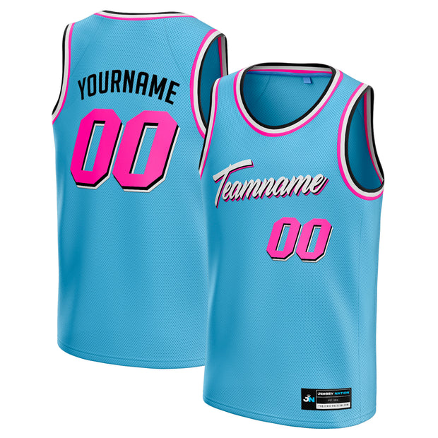 Light Blue Vice City Custom Basketball Jersey
