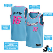 Light Blue Vice City Custom Basketball Jersey