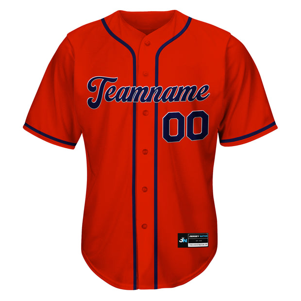 Red-Navy Blue Custom Baseball Jersey