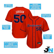 Red-Navy Blue Custom Baseball Jersey