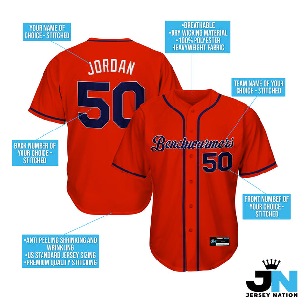 Red-Navy Blue Custom Baseball Jersey