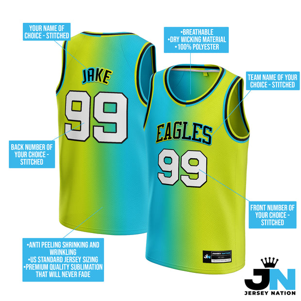 Green-Blue Custom Basketball Jersey