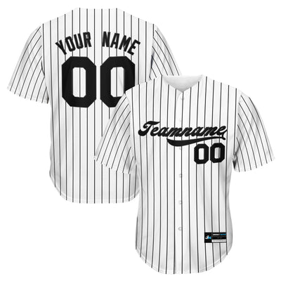 White-Black Pinstripe Custom Baseball Jersey