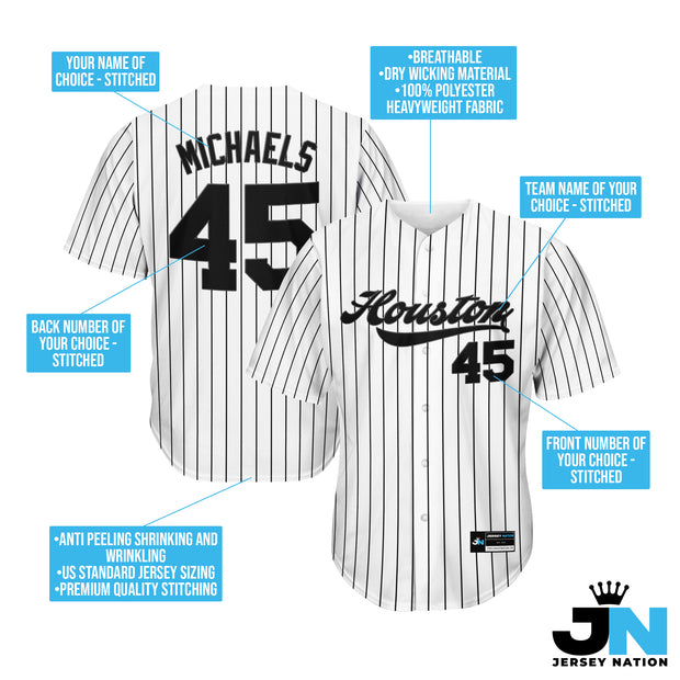 White-Black Pinstripe Custom Baseball Jersey