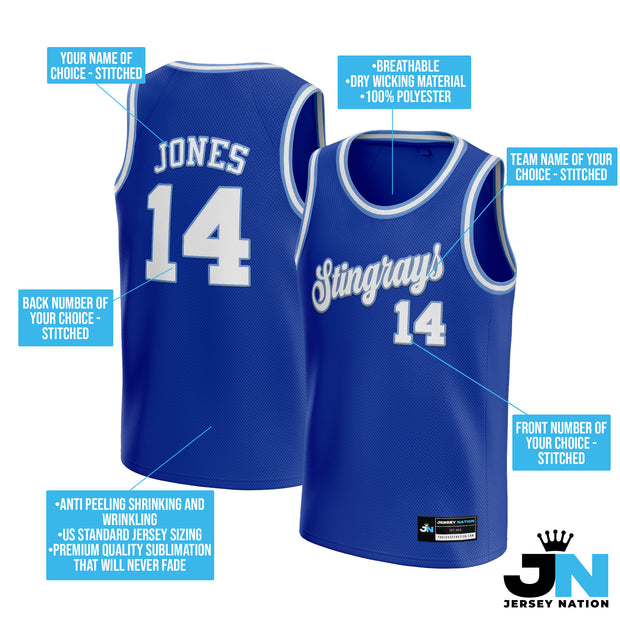 Blue-White Custom Basketball Jersey